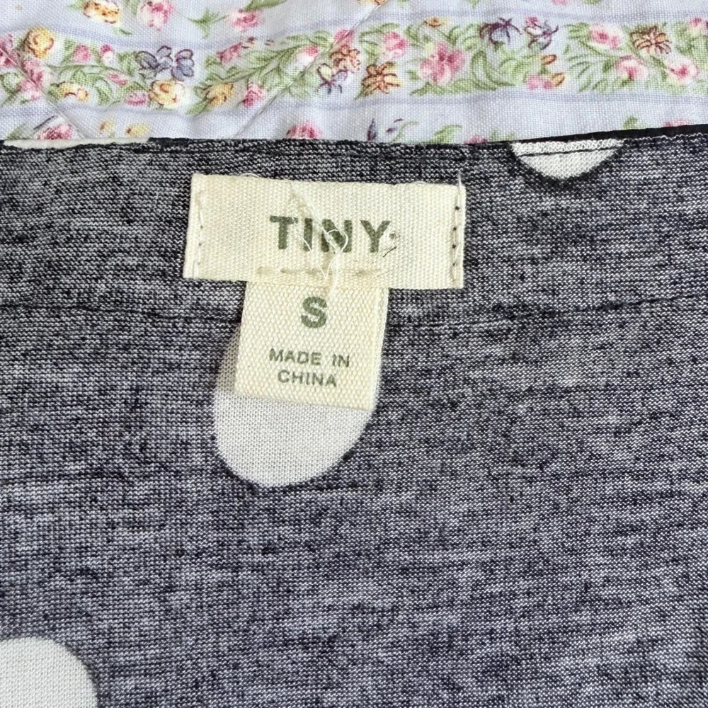 Anthropologie‎ Tiny Polka Dot Smocked Waist V-Neck Blouse Black White Size S